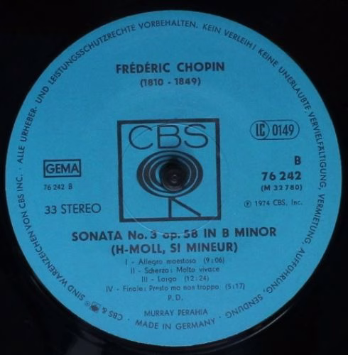 CBS CBS 76242 - Frédéric Chopin, Murray Perahia - Sonates N° 2 & - Image 6