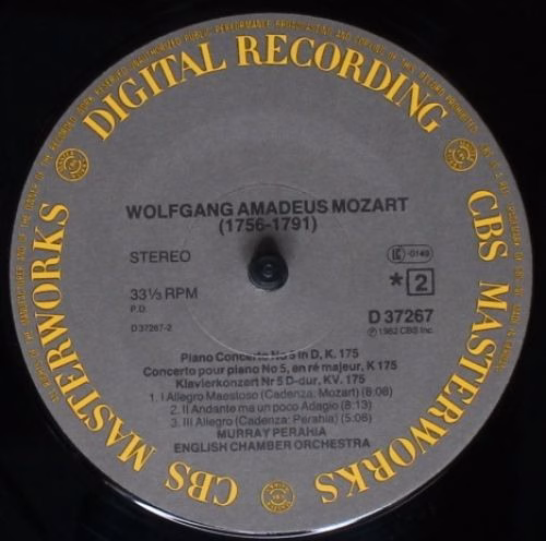 CBS Masterworks D 37267 - Wolfgang Amadeus Mozart, Murray Perahi - Image 4