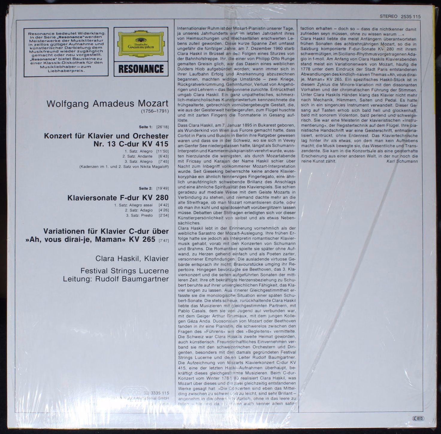 Deutsche Grammophon 2535 115 - Clara Haskil, Wolfgang Amadeus Mo - Image 2