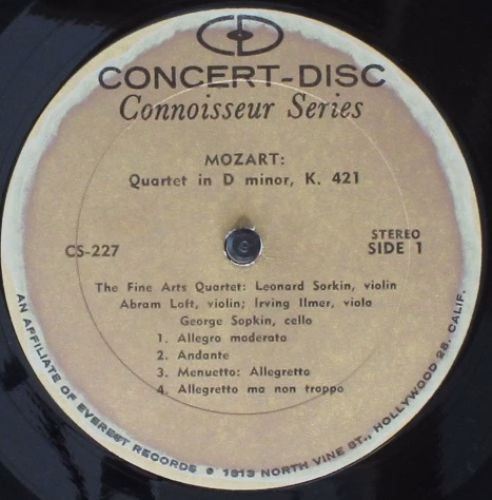 Concert-Disc CS-227 - Wolfgang Amadeus Mozart, The Fine Arts Qua - Image 3