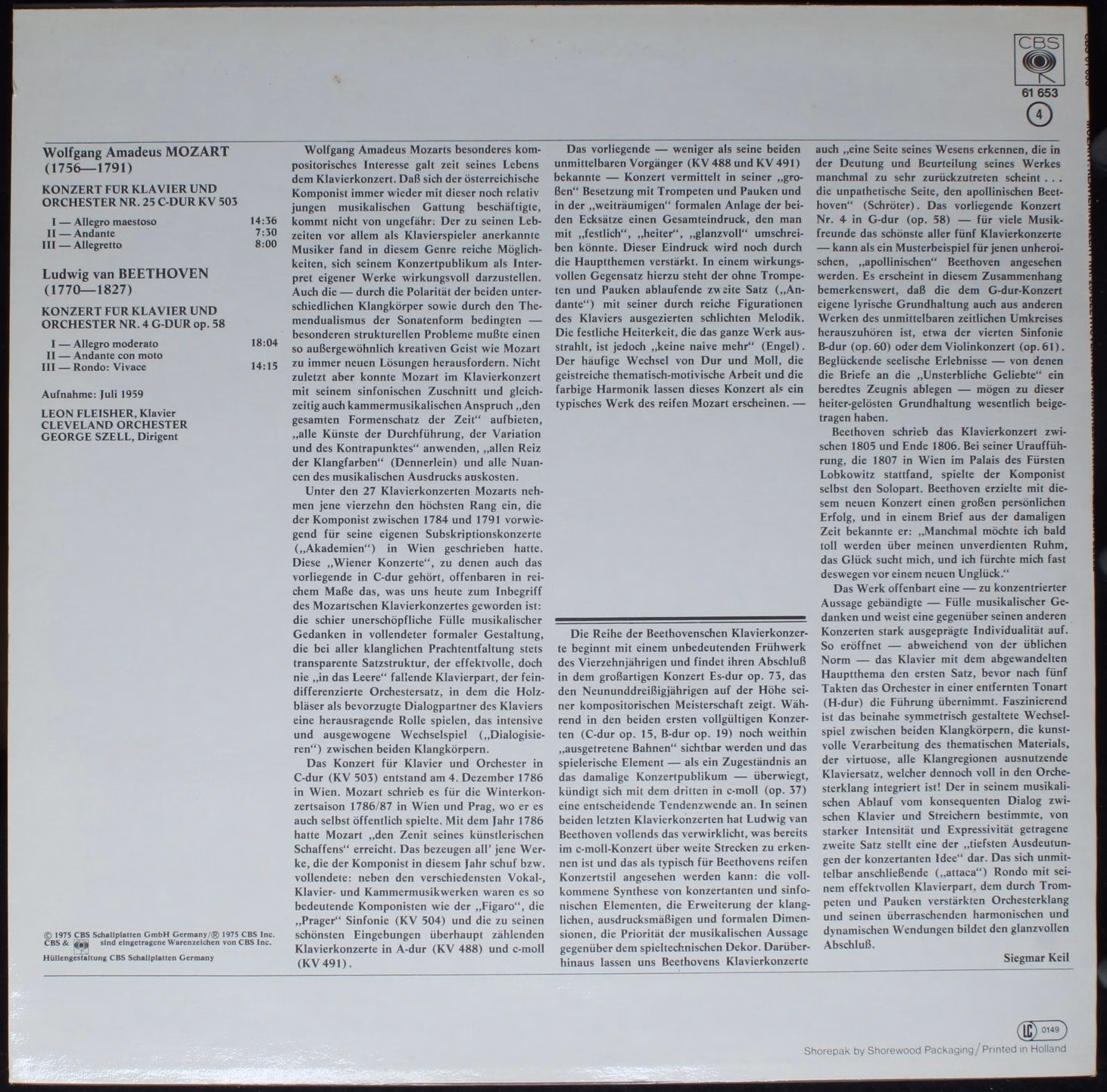 CBS 61 653 - Wolfgang Amadeus Mozart, Ludwig van Beethoven, Leon - Image 2