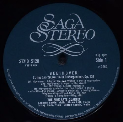 Saga STXID 5128 - Ludwig van Beethoven, The Fine Arts Quartet - - Image 3