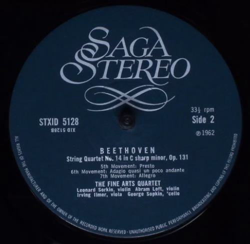 Saga STXID 5128 - Ludwig van Beethoven, The Fine Arts Quartet - - Image 4