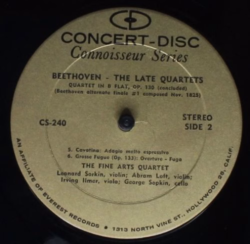Concert-Disc CS-240 - Ludwig van Beethoven, The Fine Arts Quarte - Image 4