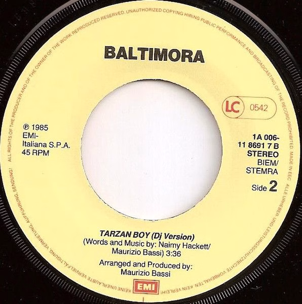 EMI 1A 006-11 8691 7 - Baltimora - Tarzan Boy - Image 4